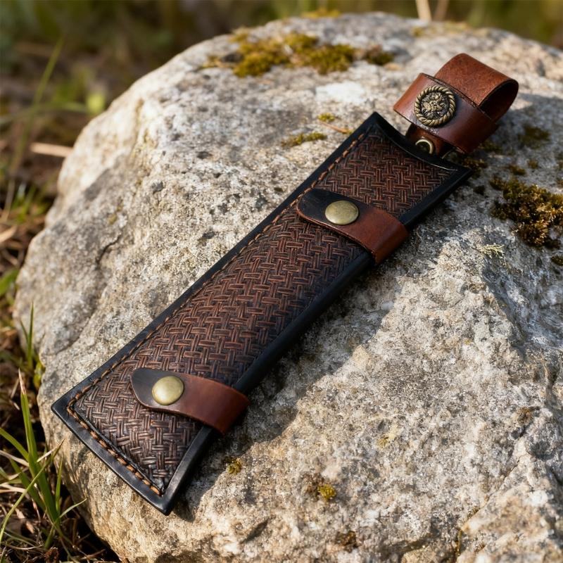 Handcrafted Leather Cutter Sheath Cutter Holder For Compacts Fixed Blade Outdoor Hand Stitched Water Resistant Design
