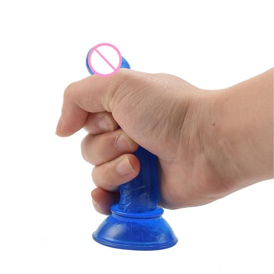 Falešný přísavka Phallus Multicolor Faux Crystal Clear Mini Manual Simulated Adult Products Bottom Sucker Female G-Spot Masturbator Dildo