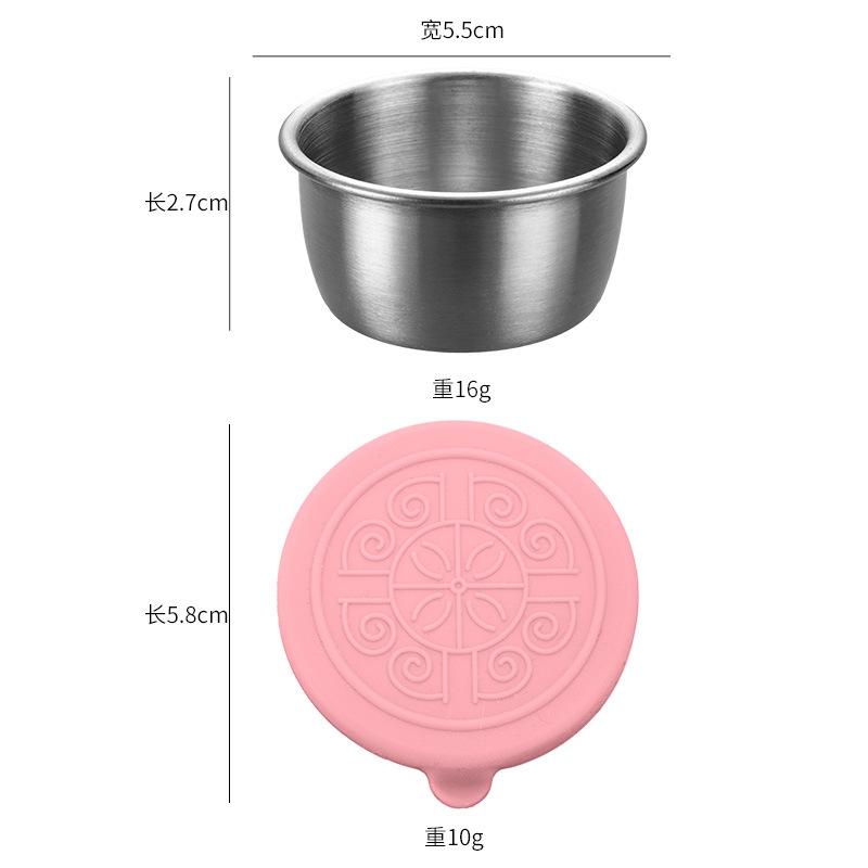 1pc Salad Dressing Container With 1.35oz/40ml Reusable Stainless Steel Cup And Leakproof Silicone Lids For Lunch Box and Picnic