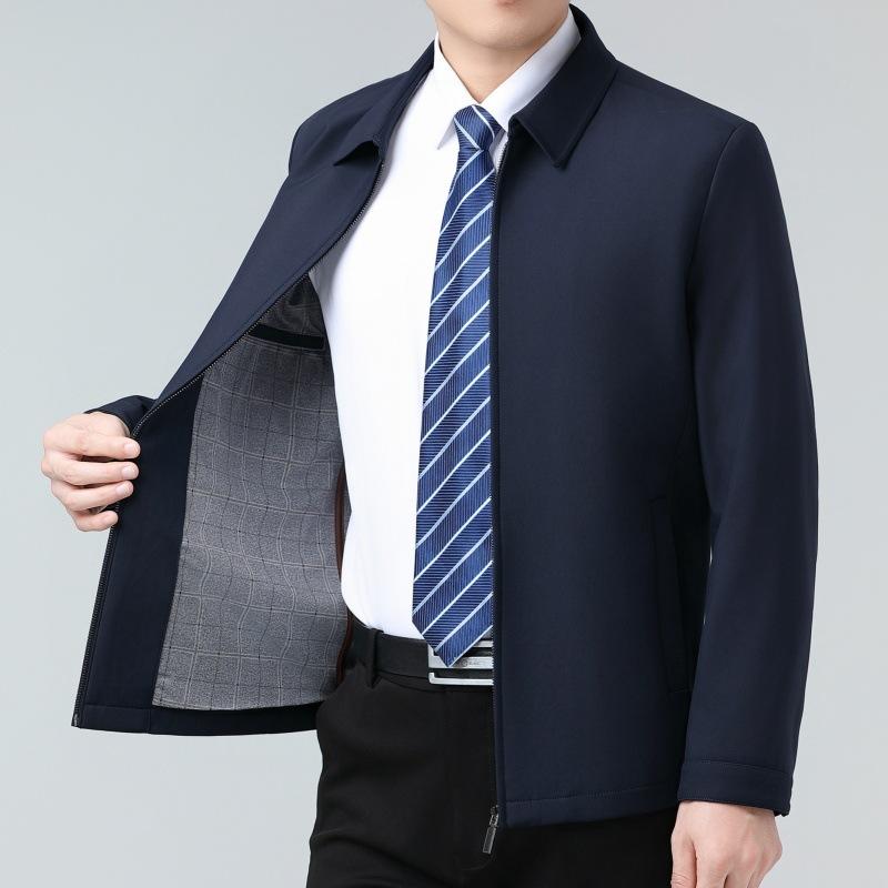 Lapel Jacket for Leading Cadres, Men's Autumn Middle-aged Dad's Business Jacket, Civil Servant Formal Mulberry Silk Jacket