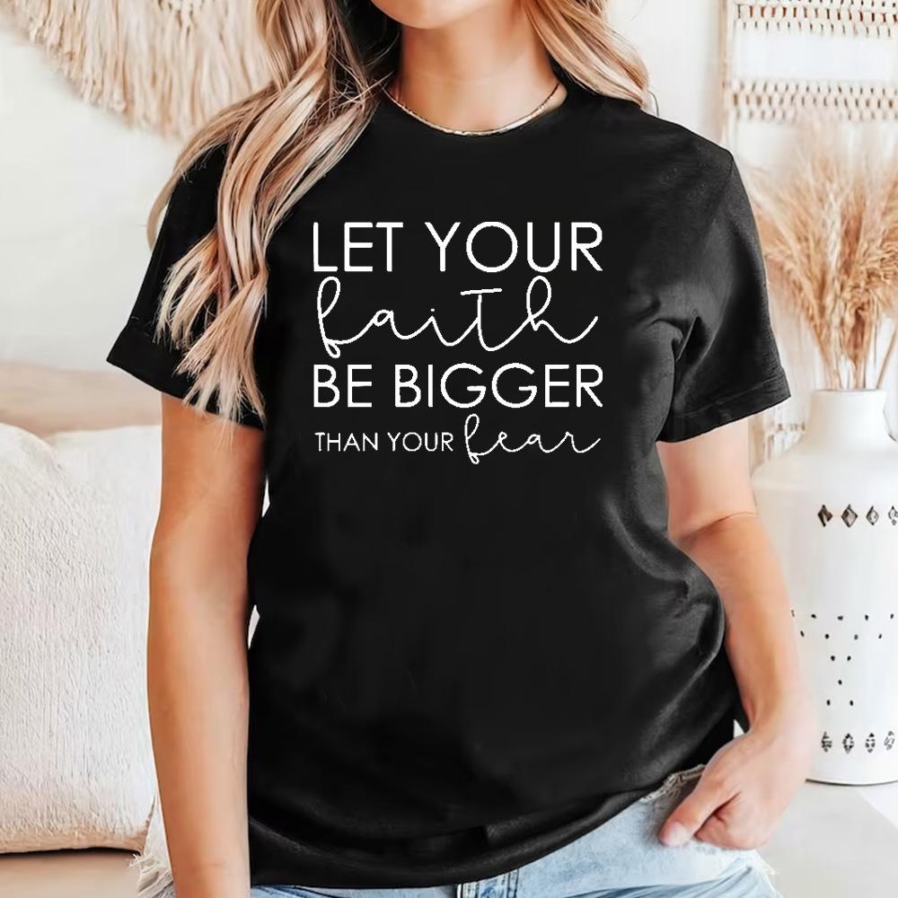 Let You Be Big Pattern Cotton T-Shirt Short Sleeve Round Neck Women 2d Print Tops