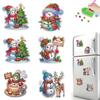 6pcs 2D Flat Xmas DIY Diamond Art Refrigerator Sticker Diamond Art Kits Crystal Refrigerator Magnet for Home Kitchen Decoration