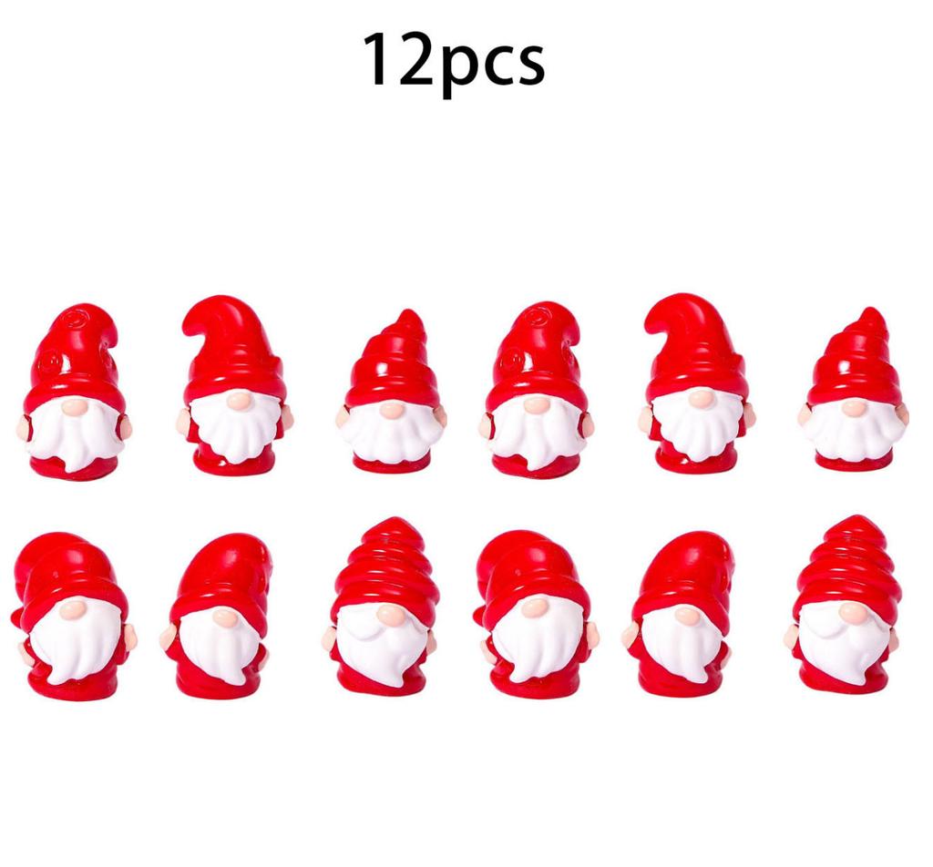 6/12Pcs Cute Mini Resin Gnomes Red Christmas Figurines For Diy Fairy Garden Fall Winter Thanksgiving Potted Plant Decor Gift