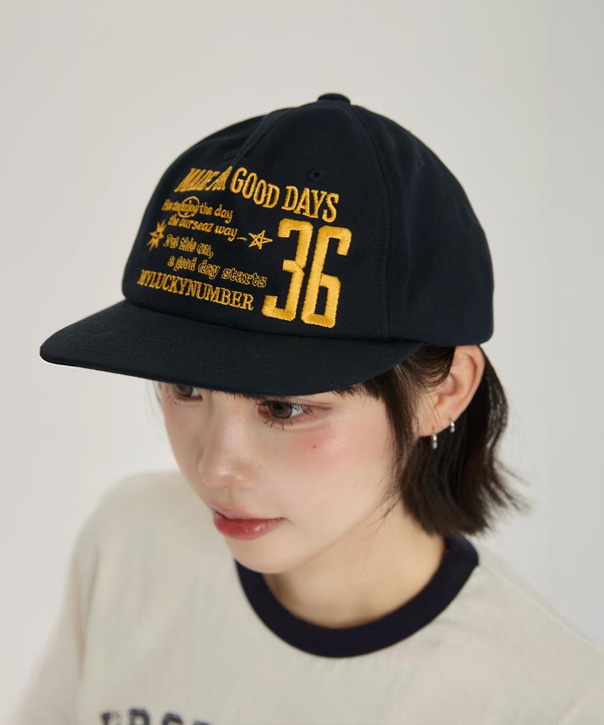 Awosijeu 36 Good Day Lettering Ball Cap - Navy