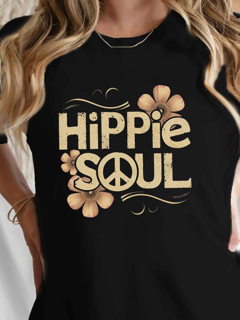 Hippie Soul Peace Flower Graphic T-shirt