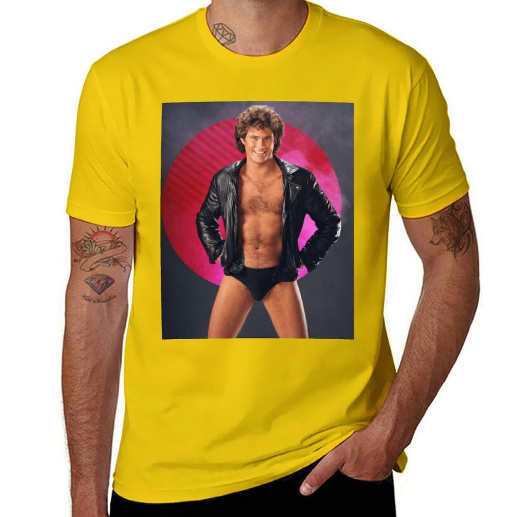 David Hasselhoff Vintage Tshirt Summer Clothes Quickdrying Funnys Plain Mens Clothing