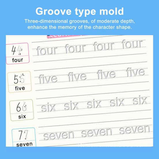 Grooved Copybook Kids Math Drawing Practice Book Handwriting Workbook Kit Number Letter Tracing Copybook for Preschoolers Neat Writing