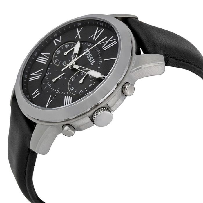 Ρολόι Fossil GRANT FS4812 - Ανδρικό Χρονογράφος Δερμάτινο Μαύρο - Vintage Συλλογή για Άνδρα