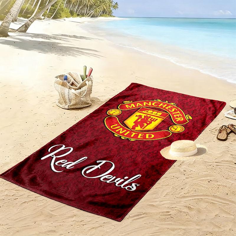 Manchester United F Print Beach Towel, Large Soft Quick Dry Towel for Beach Camping Swimming