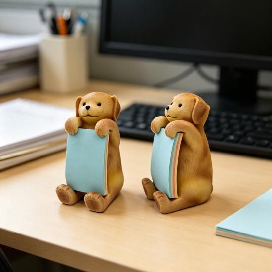 Dog Memo Pad Dispenser Resin Cute Dog Desktop Stick Note Holder for School Home Office Desk Accessories