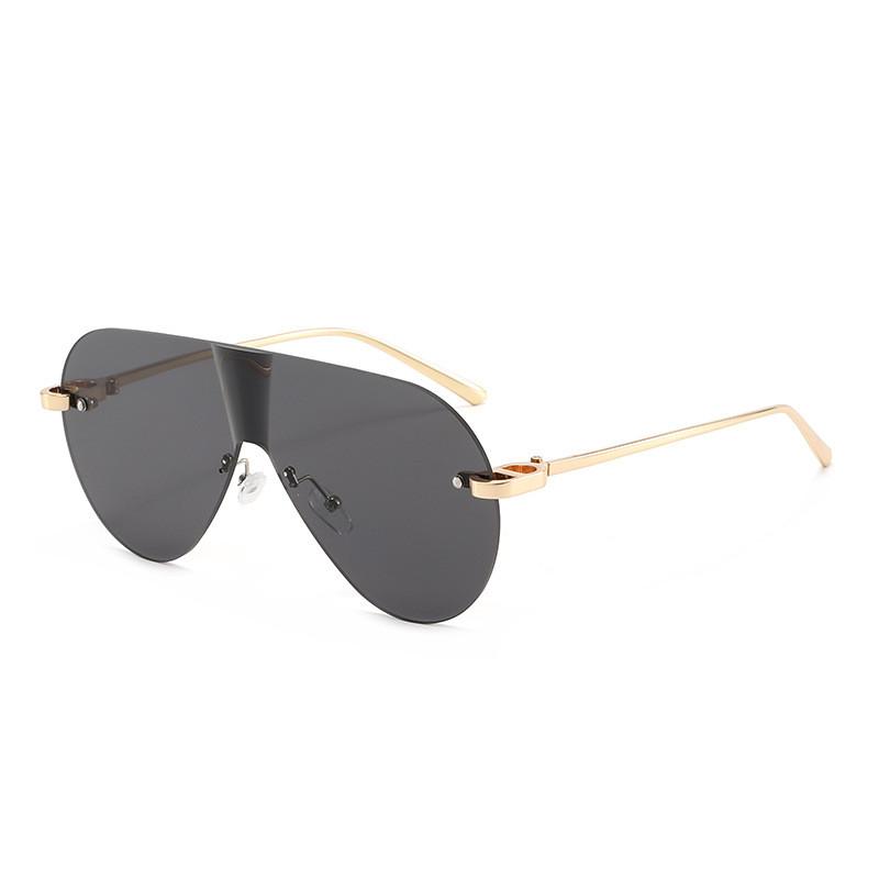 Unisex Trendy Frameless Pilot Sunglasses With Geometric Design For Cycling And Outdoor Sports Gray