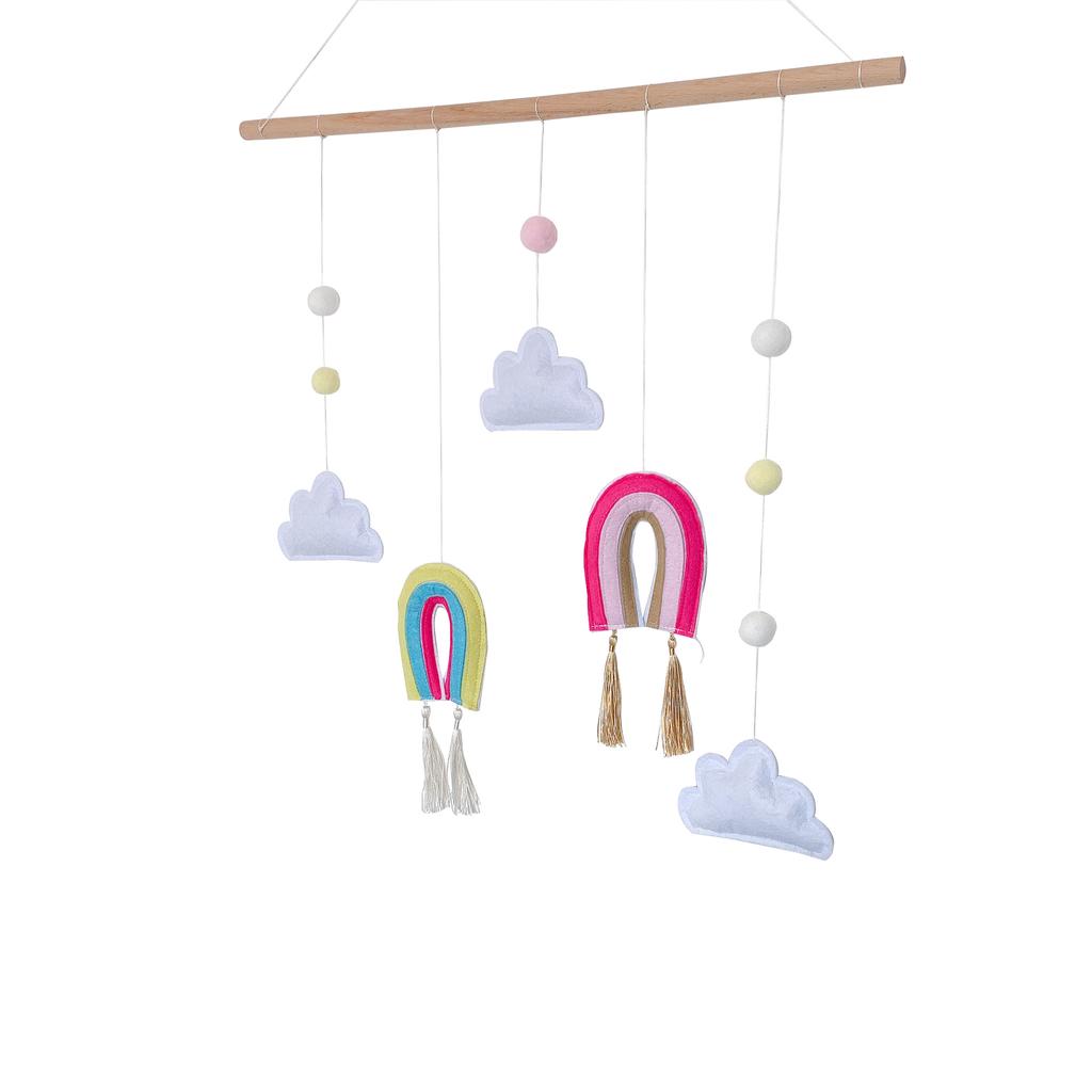 1pc Wooden Stick Rainbow Felt Pendant Wall Decorative Wall Hanging Handmade Weaving Living Room Bedroom Decorative Accessories