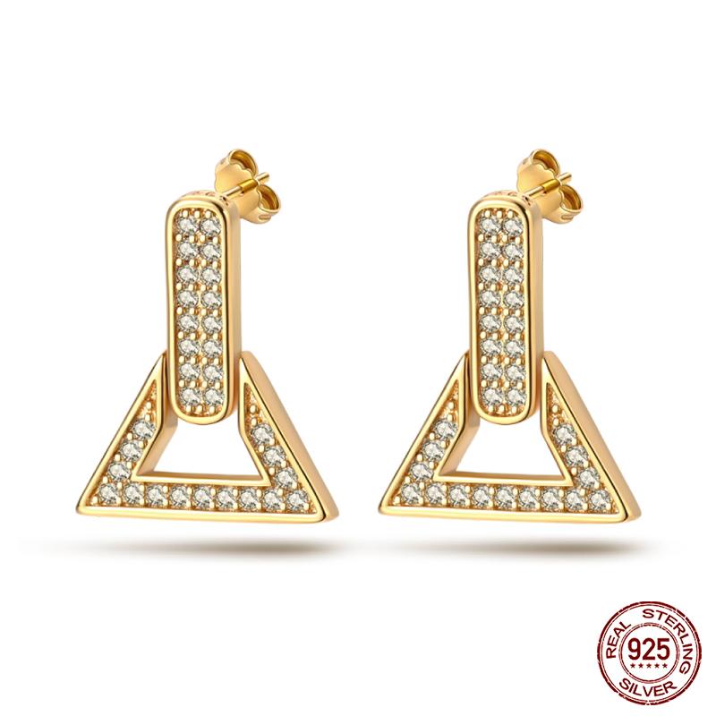 100% 925 Sterling Silver Rose Gold Heart Geometric Pave CZ Hoop Earrings For Women Wedding Engagement Birthday Jewelry Gift 2023