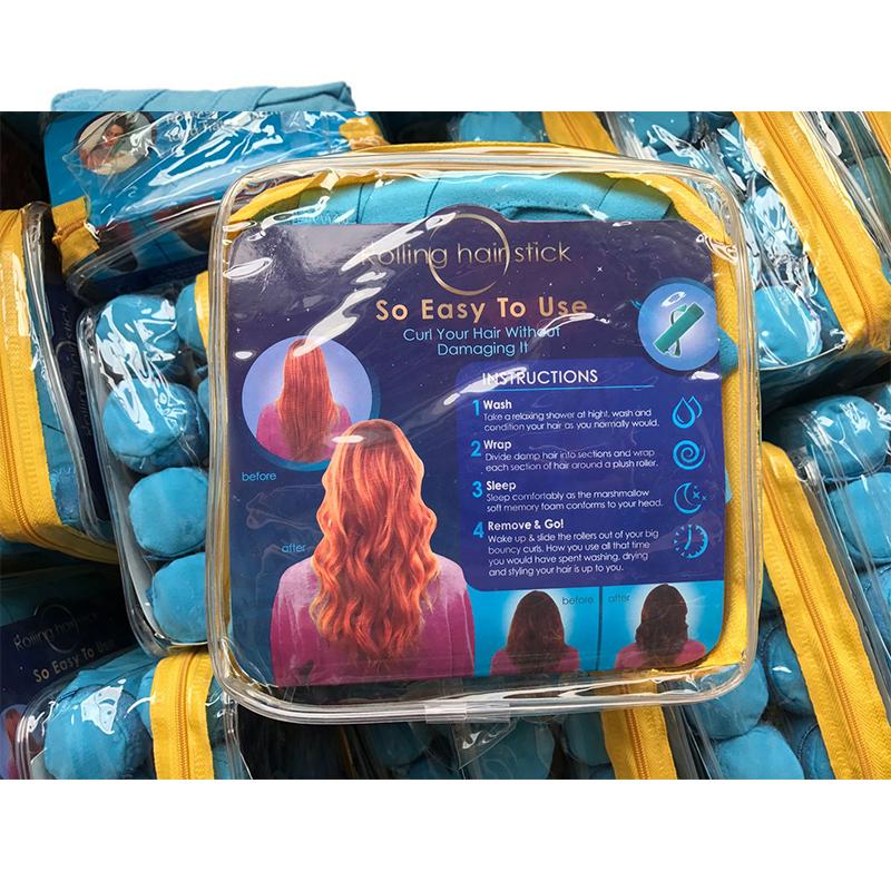8/12pcs Hair Rollers Sleep Styler Kit Long Cotton Curlers DIY Magic Hair Dressing Charming Hairstyle Styling Tool Kit Blue Color