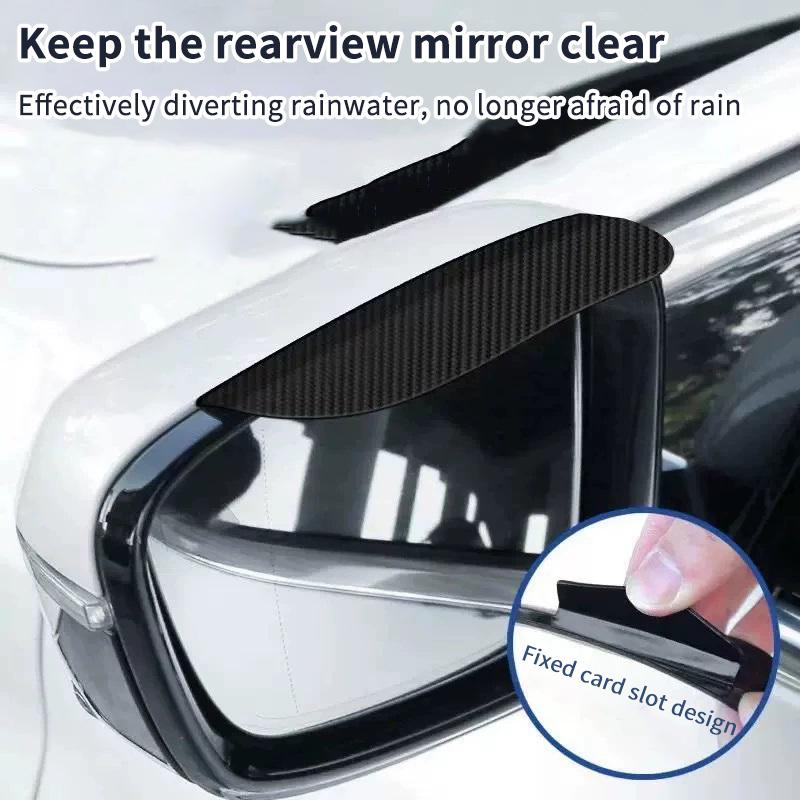 2Pcs Car Rearview Mirror Universal Rain Eyebrow Carbon Fiber Pattern Car Rain Shield Reversing Mirror Rain Cover Car Accessorie