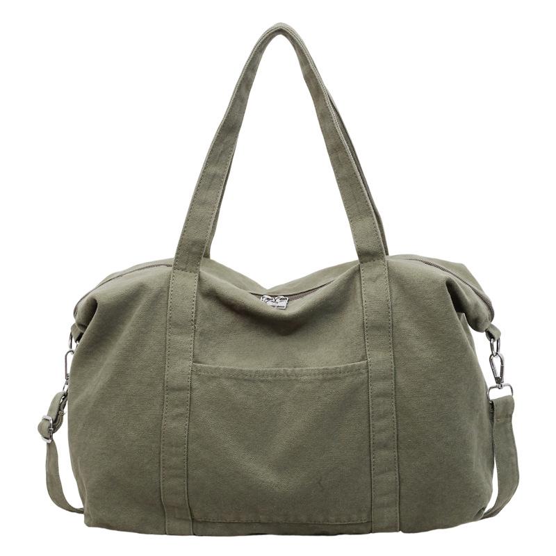 New Women's Canvas Tote Bag Large Capacity Solid Color Casual Handbag Minimalist Commuter Crossbody Bag