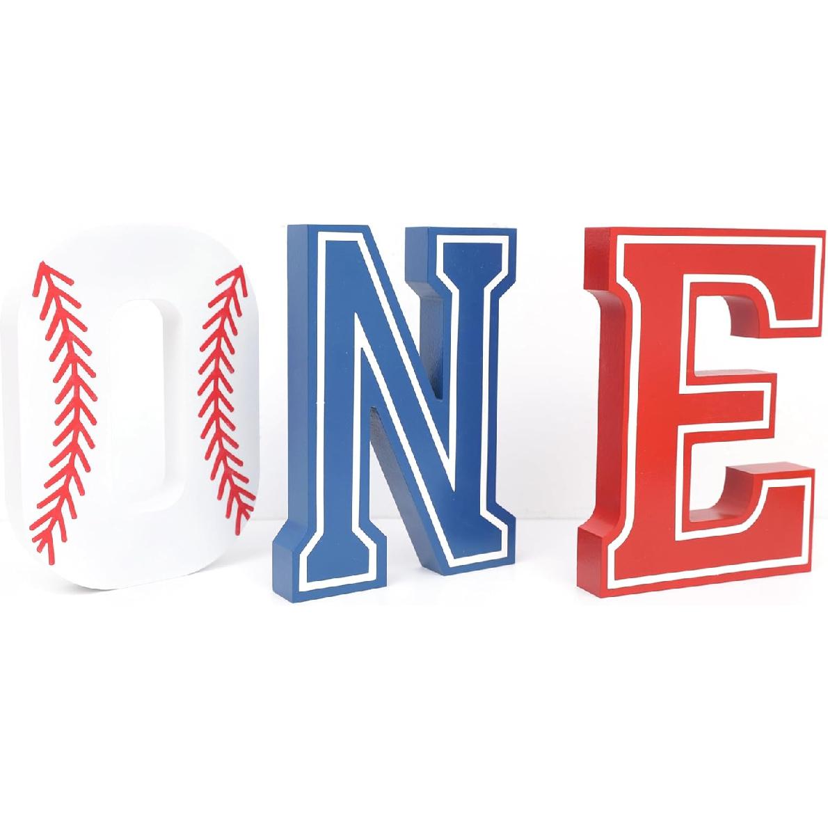 Baseball Party Decorations ONE Letter Sign - 1st Birthday My Rookie Year,My Rookie Year Party Centerpiece,Baseball Sports Themed 1st Birthday Photo