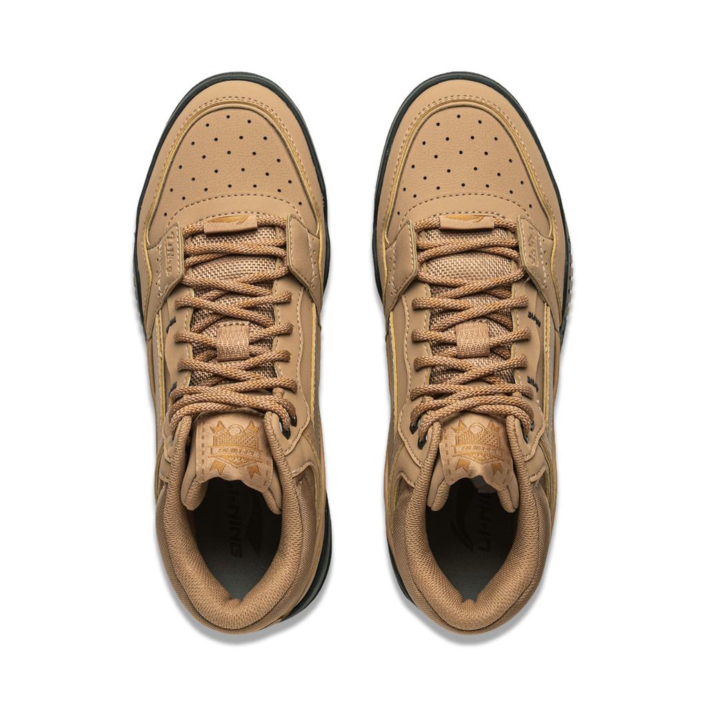 Li Ning Yue Bai Hi Lässig Vielseitig Dicke Sohle Rutschfest Abriebfest Atmungsaktiv High-Top Skateschuhe Damen Sneaker Braun AGCU314-2