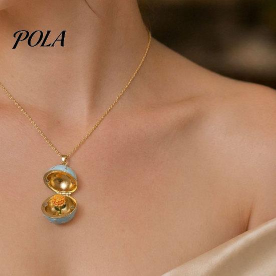 Stylish Birth Flower Pendant Openable Oval Necklace, Dainty January To December Jewelry Month Birthday Gift for Mom Wife Girlfriend Necklace