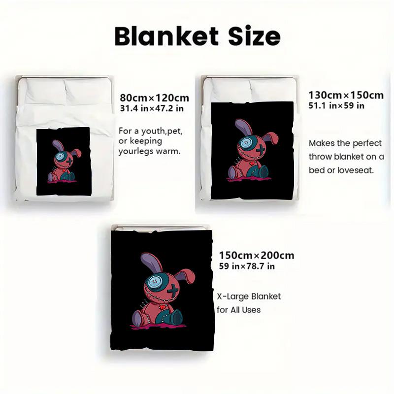 Patchwork rabbit doll 2D Flat Pattern Flannel Blanket High quality All Seasons Warmth and Comfort Perfect for Christmas Gifts.