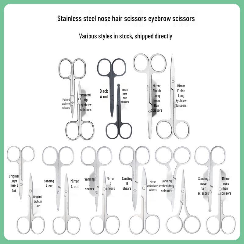 Stainless Steel Nose & Eyebrow Scissors: Pointed & Round Tips, Various Styles for Beauty & Makeup Needs