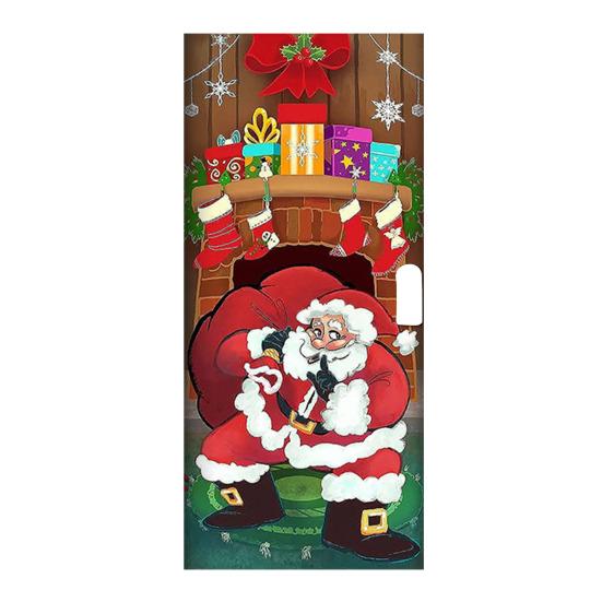 Vánoční výzdoba krytu dveří Santa Claus pozadí Vánoční závěsný kryt dveří Snadná instalace Opakovaně použitelné