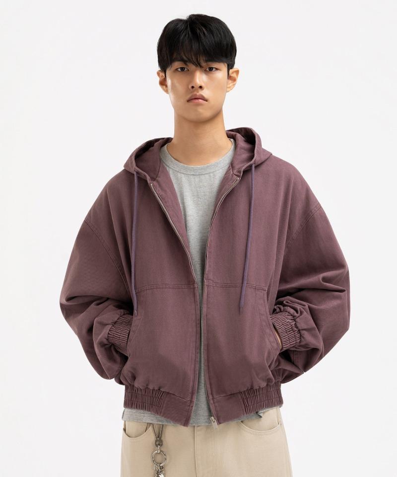 Underoff Crop Hooded Zip-Up Work Jacket Pale Purple