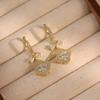 Fashion Earrings Inlaid Diamond Butterfly Drop Earrings Bling Zircon Ball Women Earrings