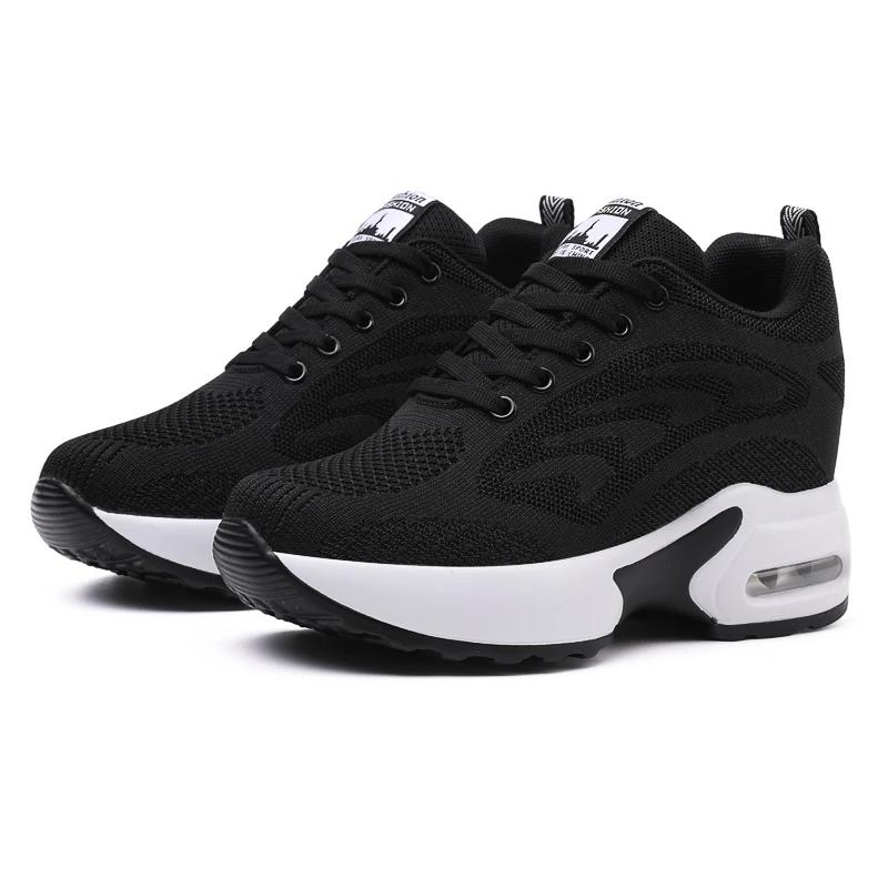 Women High Top Walking Shoes 9 Cm Wedges Sports Shoes Thick Sole Platform Fitness Sneakers Outdoor Ladies Running Jogging Shoes