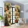 2pcs 2D flat printing Merry Christmas Trendy Curtains Cozy Snow Village Houses Digital Printed Polyester Drapes Family Party Use