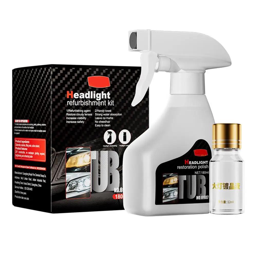 Lichid de lustruire fără șlefuire pentru faruri auto, pentru faruri îngălbenite, agent de reparare cu acoperire cristalină, spray de atomizare P5U5