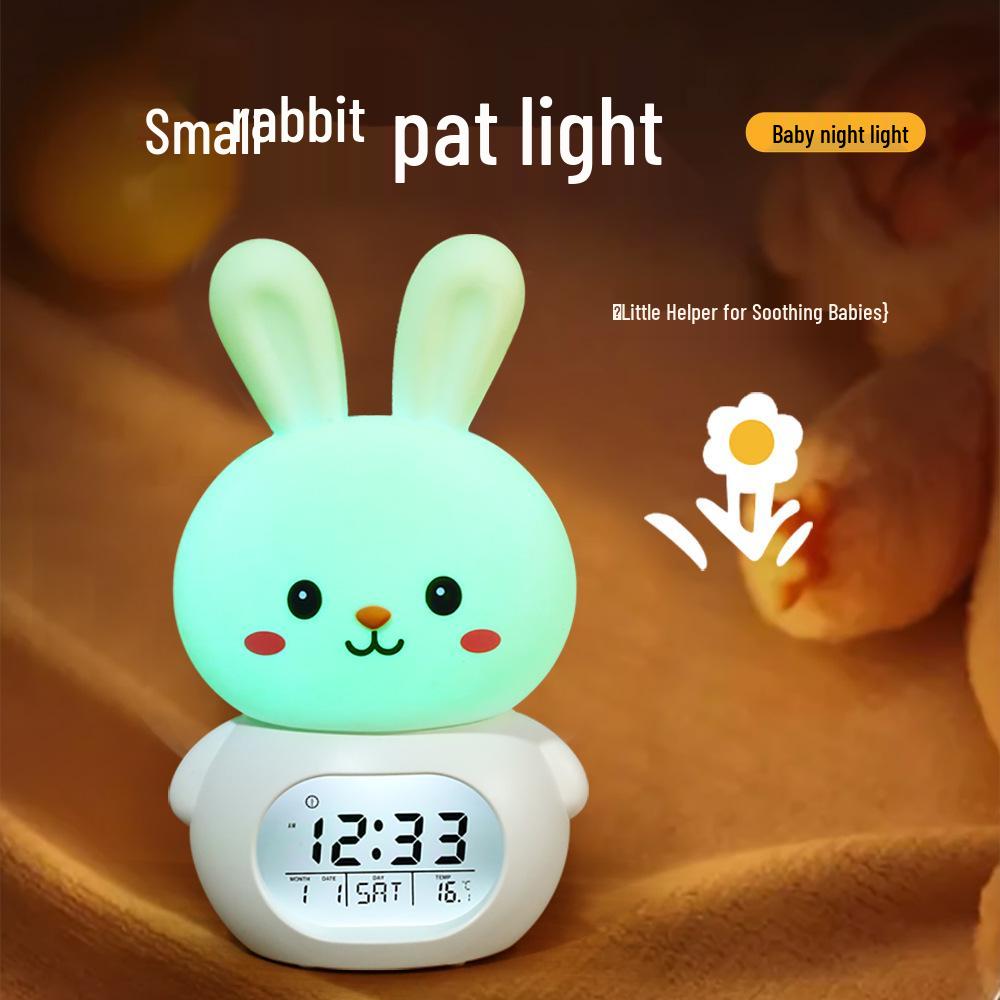 Rechargeable Jade Rabbit Music Alarm Clock and Night Light for Kids