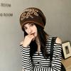 Jacquard Letter Beanie Knitted Hat Windproof Bucket Hat Versatile Beanies Hat  Autumn Winter
