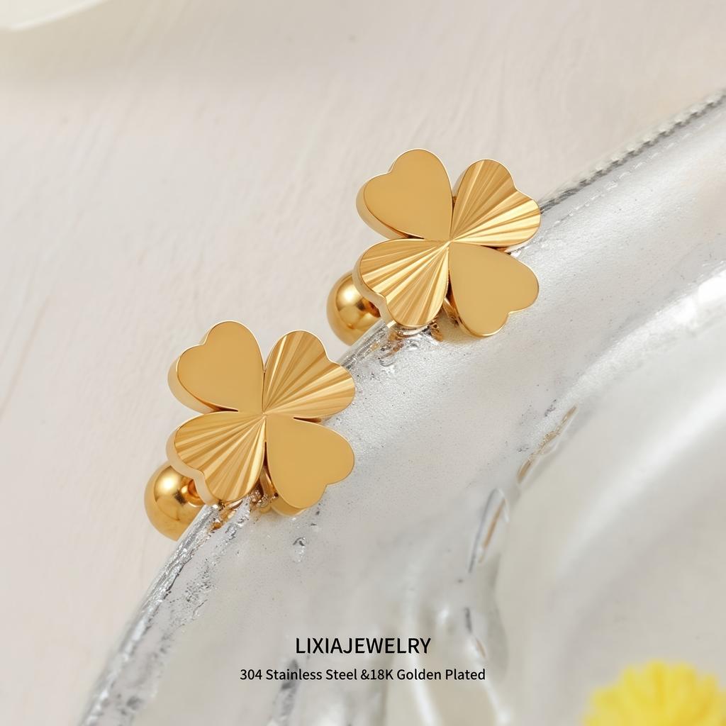 A Pair of Lucky Clover Earrings, Lightweight and Durable Design, Versatile Earrings for Daily Wear, Symbolizing Exquisite Earrings and Luck.