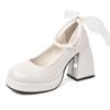 Luxury Women High Heels Elegant Bow Square Toe Women Mary Jane Shoes Pearl Lace Party Wedding Shoes Fashion Platform Women Pumps