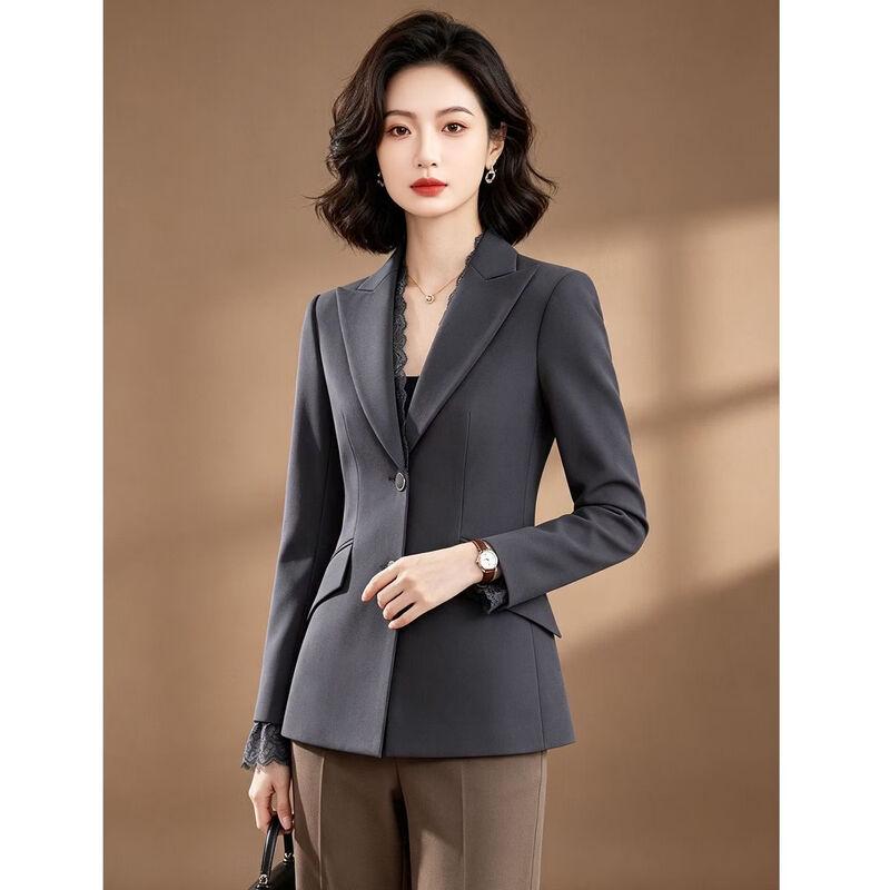 EST+II Women's Elegant Lapel Blazer with Lace Patchwork