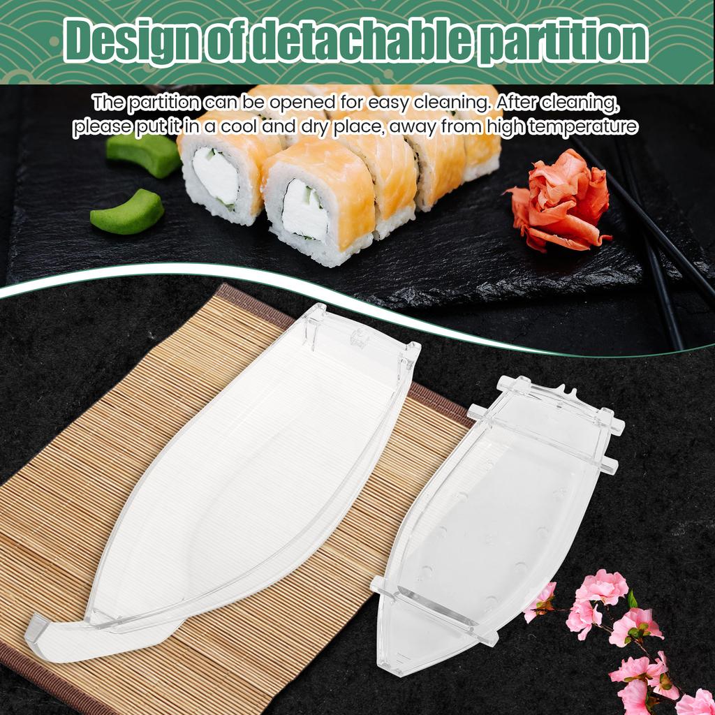 Sushi Serviertablett Wiederverwendbares Plastik Sushi Boot Servierplatte Japanischer Stil Sushi Tablett Dekorativ für Zuhause Küche Restaurant