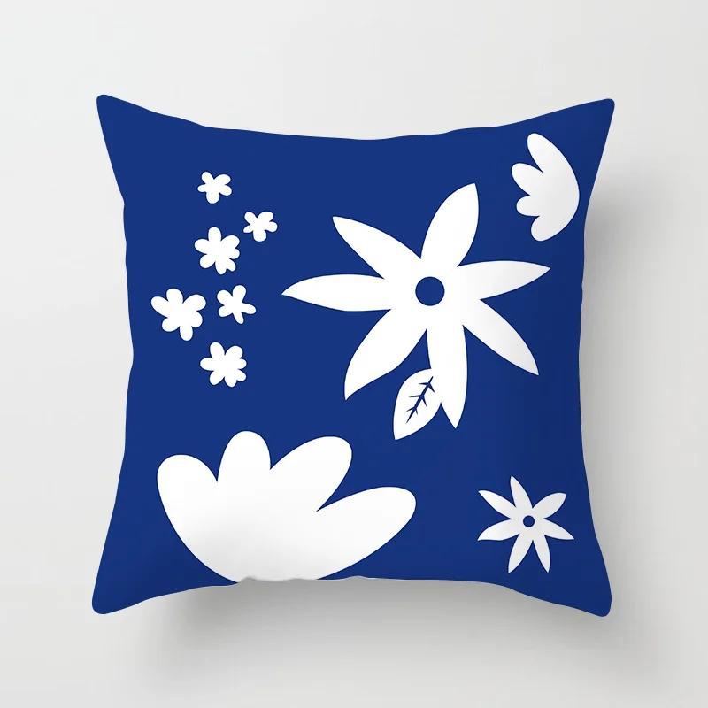 45x45cm Abstrakte Geometrische Berg Kissenbezug Blau Polyester Sofa Hotel Büro Sitzkissenbezug Heimdekoration