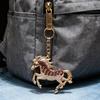 Horse Keychain Animal Shape Alloy Rhinestone Pendant Portable Compact Size Key Chain Bag Decoration Special Gift