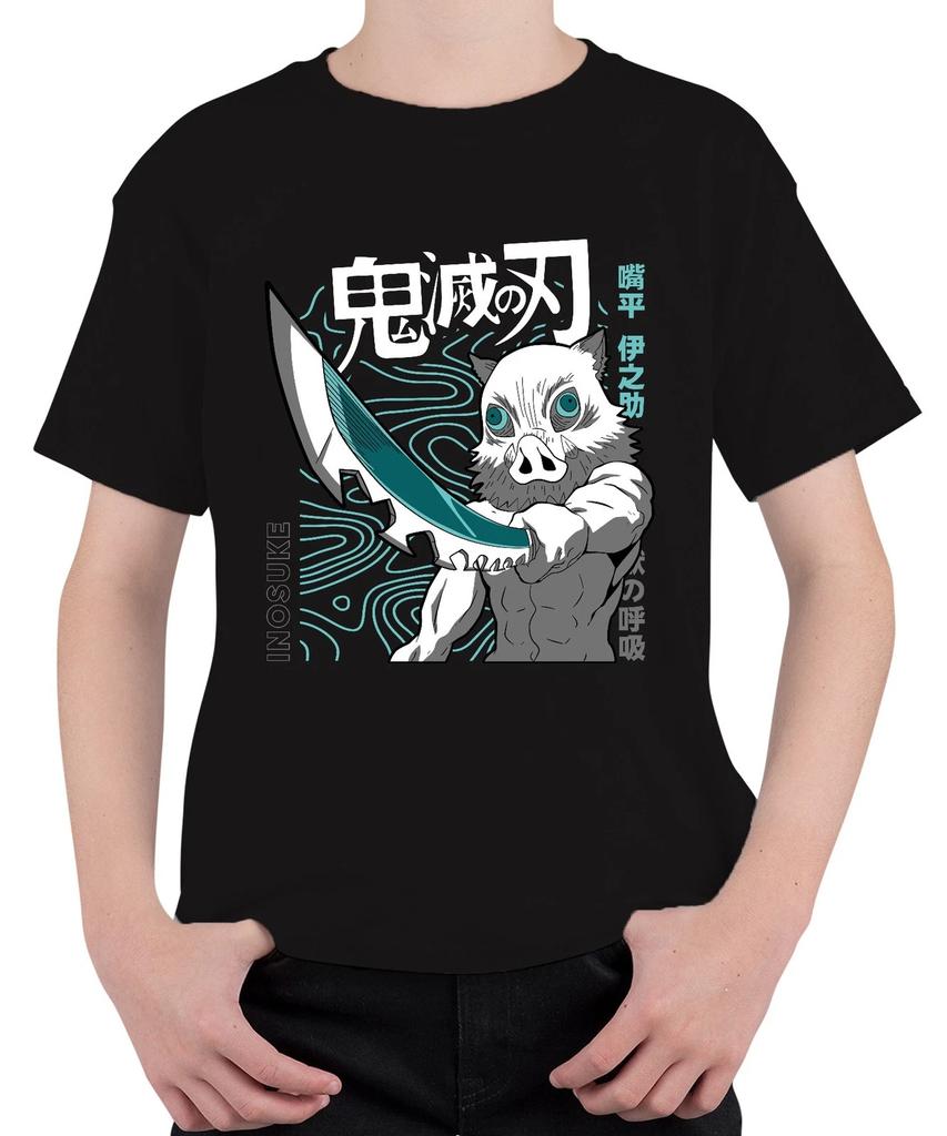 Inosuke Demon Hunter Anime Boar Mask Sword Manga Fan Gift Unisex Kids T--