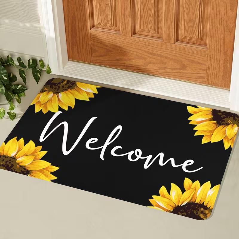 Charming Sunflower Welcome Mat Non Slip Washable Indoor and Outdoor Entry Mat Fashionable Decoration