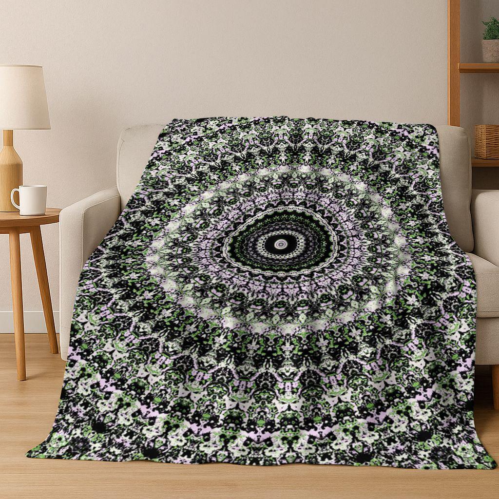 Rainbow Mandala Flower Chakras Yoga Bohemia Art Flannel Blanket,Cozy Soft Throw Blanket for Home Bedroom Bed Sofa Cover Kid Gift