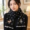 Throat Guard Deer Knitted Scarf Double Sided Contrast Color Muffler  Office Workers