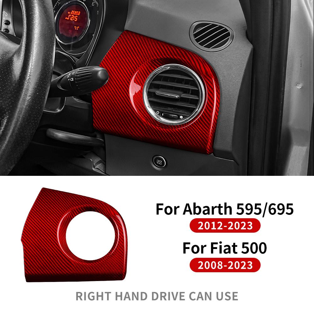 Real Hard Carbon Fiber Sticker For Fiat 500 2008-2025 Abarth 595 695 2012-2025 2025 2025 RHD Car Driver Side Air Outlet Panel
