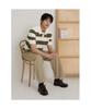 Binpolmen Rugby Stripe Collared Neck Knit Khaki