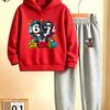 New autumn/winter 2-piece tracksuit set: hooded sweatshirt + long pants, featuring a Halloween-themed SIX SEVEN 67 print.