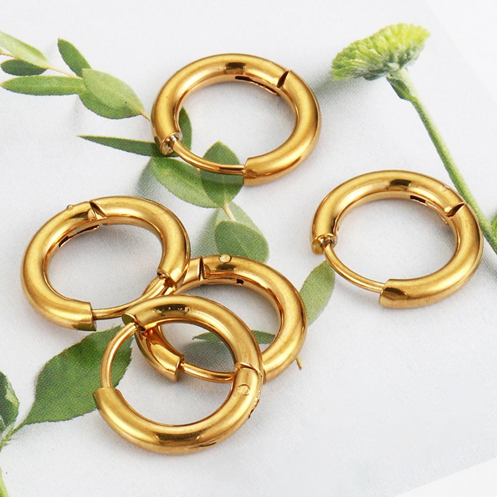 10pcs Stainless Steel Hoop Earrings Women Earrings Men Punk Hiphop Bijoux Gifts Fashion Gold Color Jewelry Piercing Accessory