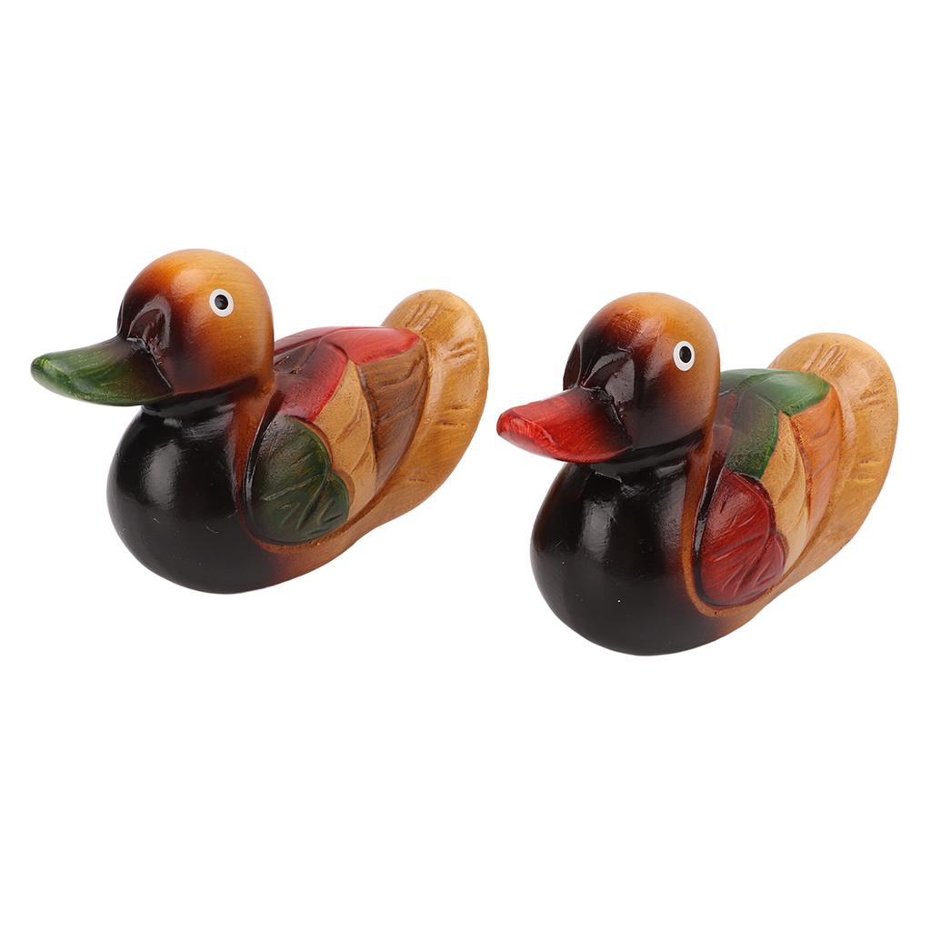 Wooden Mandarin Duck Statues Hand Painted Color Lasting Safe Paint Garden Bird Statue for Home Yard