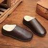 Winter neues Zuhause Herren Baumwollschuhe rutschfeste weiche Sohle Lederoberfläche wasserdichte Herrenschuhe Indoor warme Samt Baumwollpantoffeln