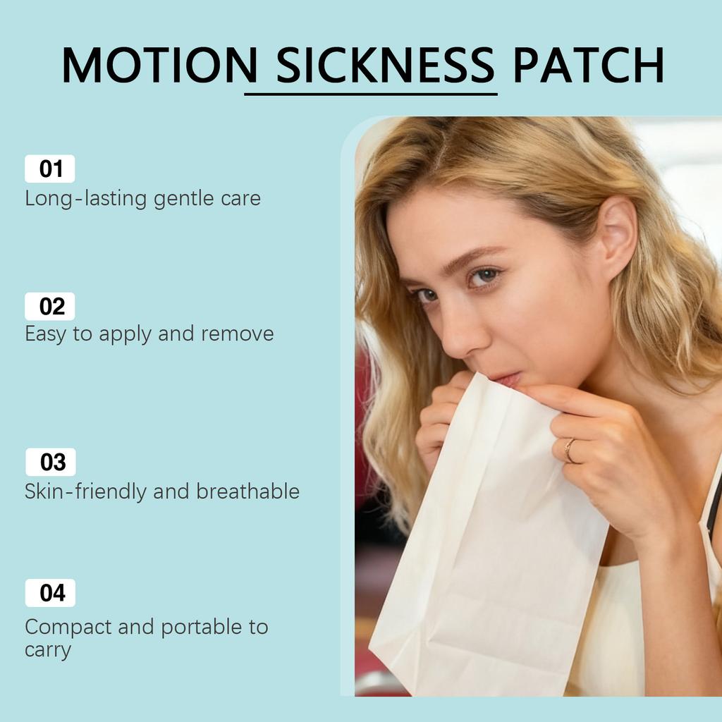 Motion Sickness Patch Natural Ingredients Non Drowsy Travel Relief Patch Easy to Apply Suitable for Car Boat Plane Use 10 Pieces